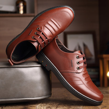 Men's Breathable Casual Leather Shoes for Fall Business Formal Wear