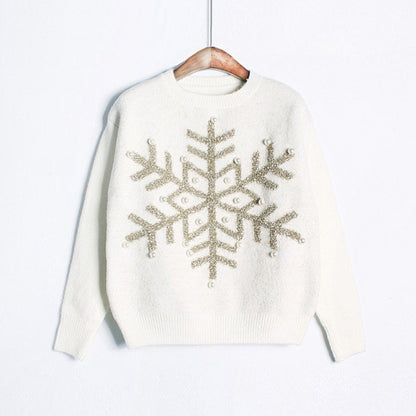 Snowflake sequin beaded sweater