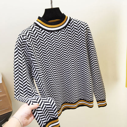 Patchwork striped pullover sweater