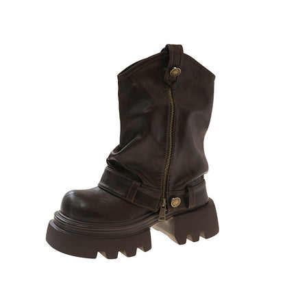 Elegant Retro British Style Platform Martin Boots for Women