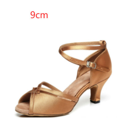 Latin Dance Shoes with Soft Bottom, Seamless Design, and High-Wrapped Heel