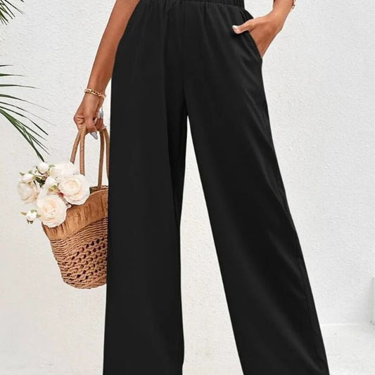 Women's Loose Cotton And Linen High Waist Wide Leg Trousers