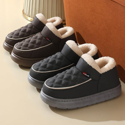 Winter Plush Cotton Shoes – Warm Thick-Bottom Waterproof Home Slippers for Women