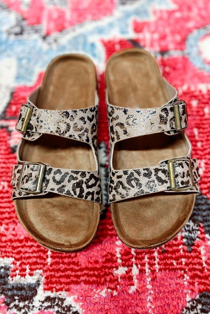 Casual Beach Double Buckle Cork Slippers