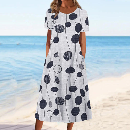 Stylish Printed Short Sleeve Dress for Casual yet Fashion-forward Look