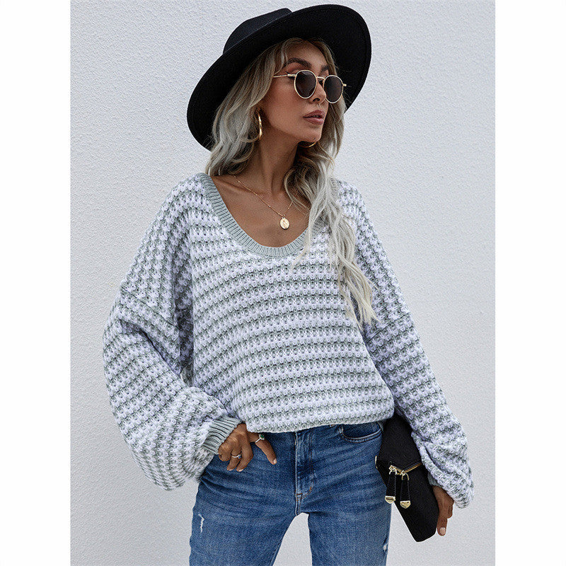 Striped Sweater V-neck Sweater