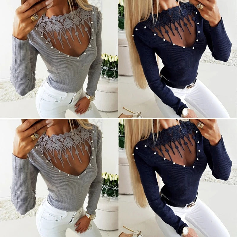 Skinny lace leaky sweater