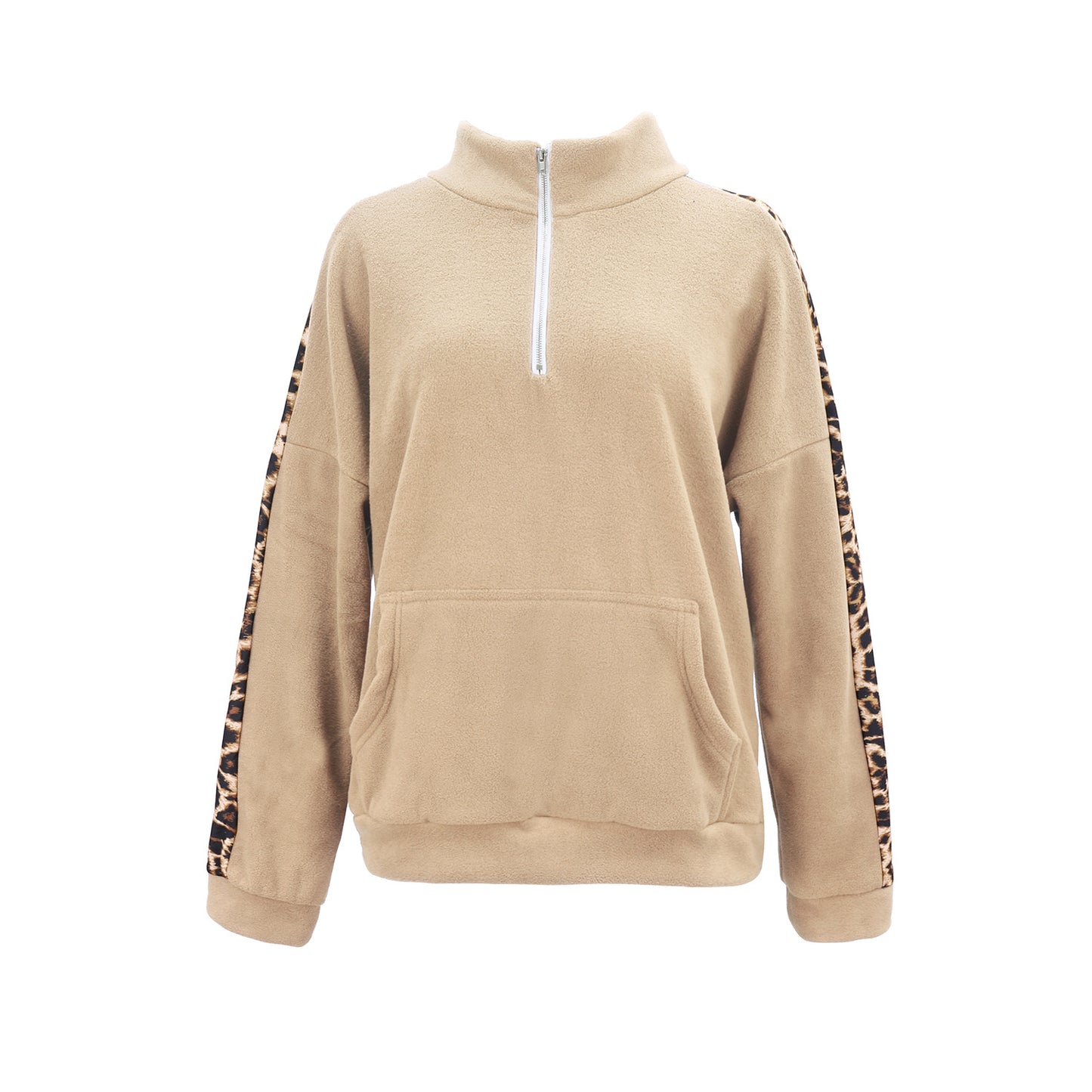 Hoodie leopard print patchwork top