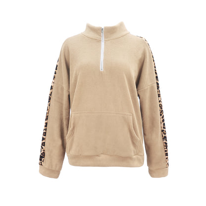 Hoodie leopard print patchwork top