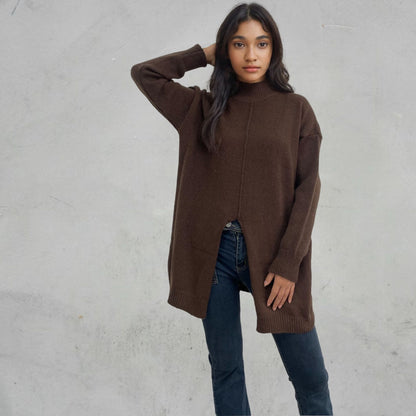 Pure Color Half-Collar Pullover Sweater – Fall & Winter Collection