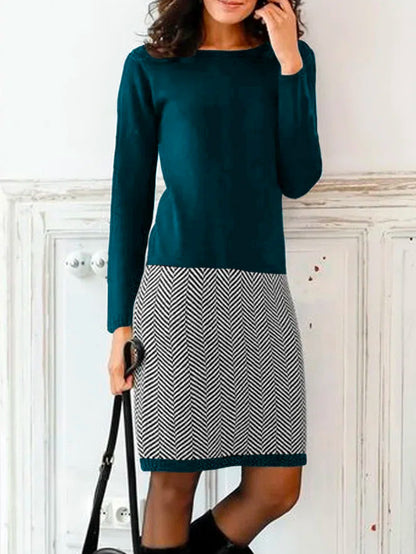 Women's Houndstooth Slim Fit Dress - Fashionable Design