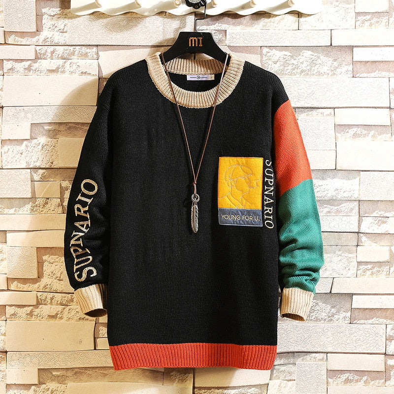 Color block sweater coat