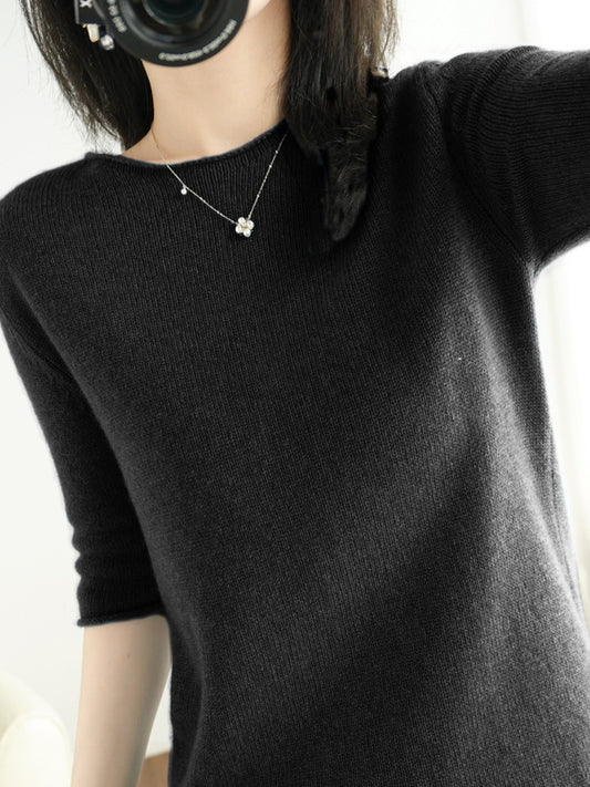 Women's Cashmere Sweater - Knitted Bottoming in Korean Style, Loose Fitted with Round Neck