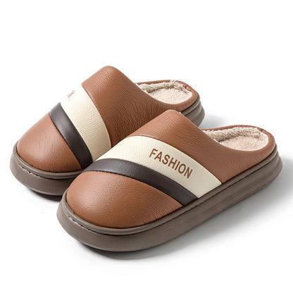 Women's Faux Leather Cotton Slippers