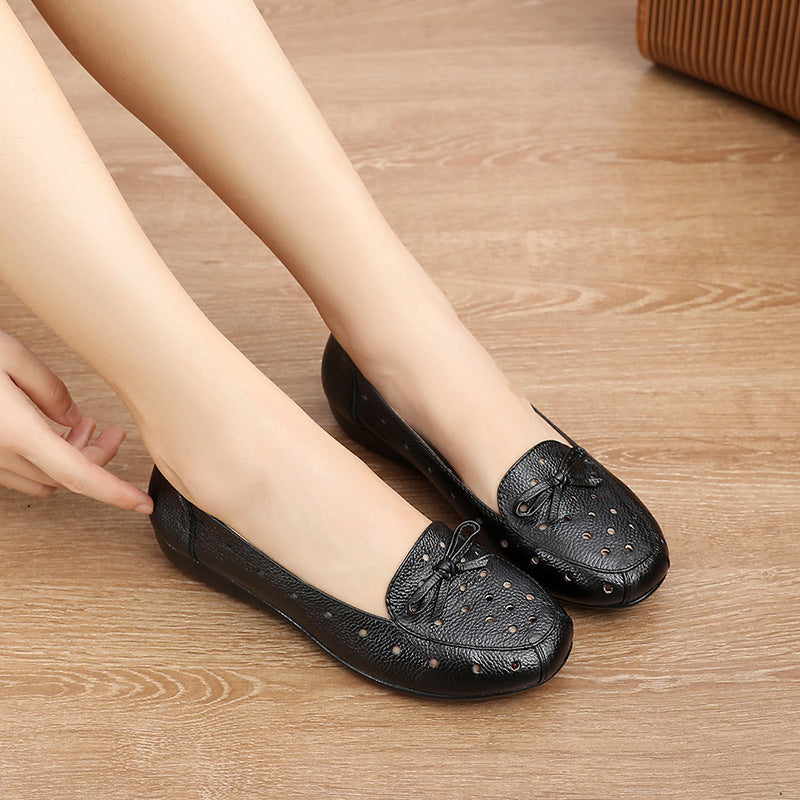 Women's Summer Hollow-Out Leather Flat Shoes