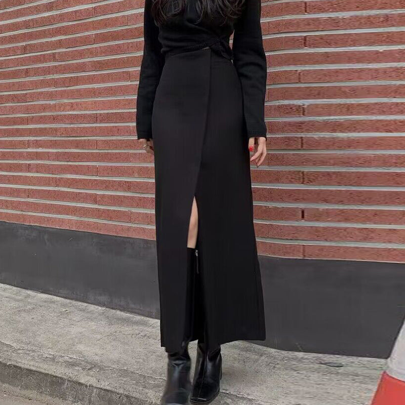 Slit Design Minority All-match Overknee Long Skirt