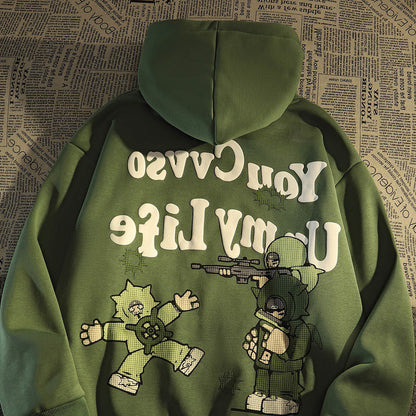 Retro High Street Cartoon Hooded Sweatshirt