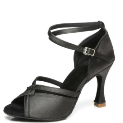 Latin Dance Shoes with Soft Bottom, Seamless Design, and High-Wrapped Heel