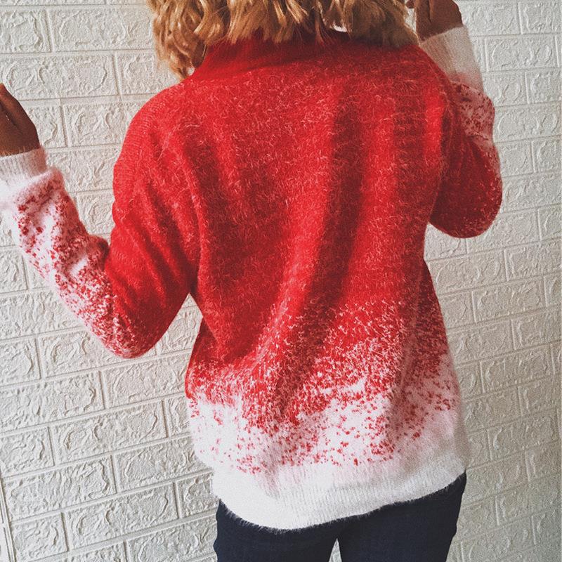 Snowflake Knit: Half High-Neck, Long Sleeve with Color-Matching