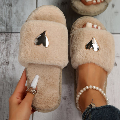 Fashionable Fluffy Flat Cotton Home Slippers