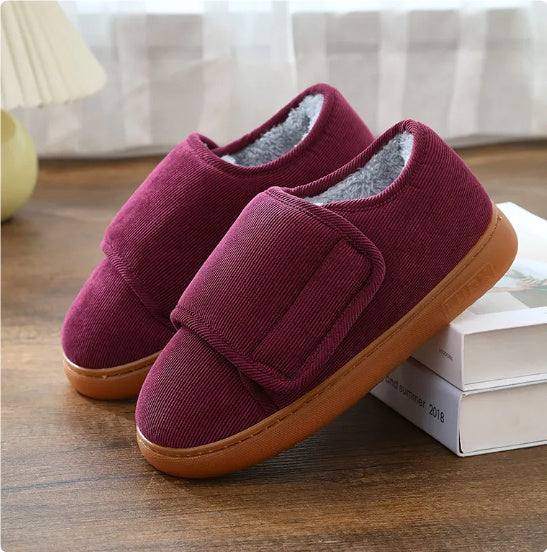 Men's and Women's Large Opening Warm Cotton Slippers with Bag Heel