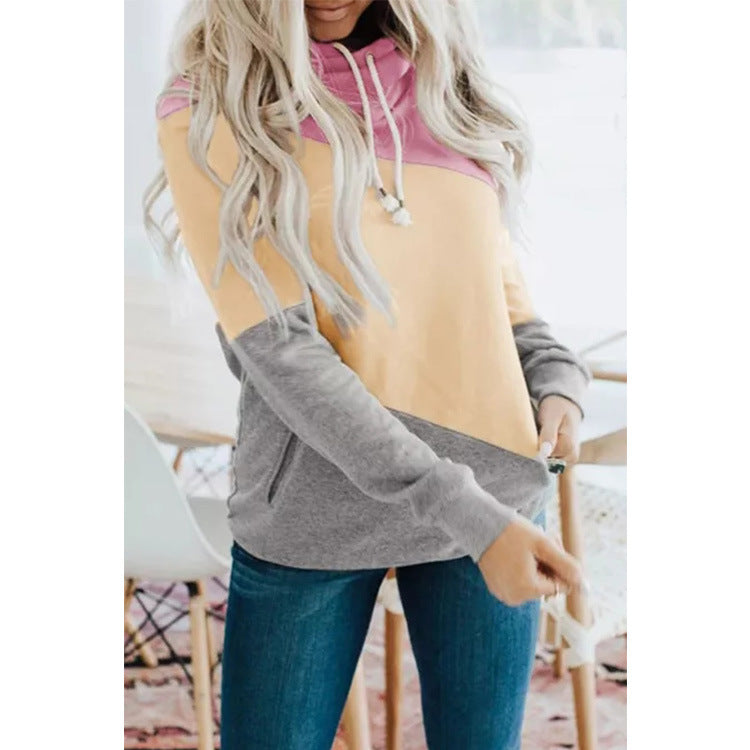 Color Block Pocket Hoodie Pullover Sweatshirt