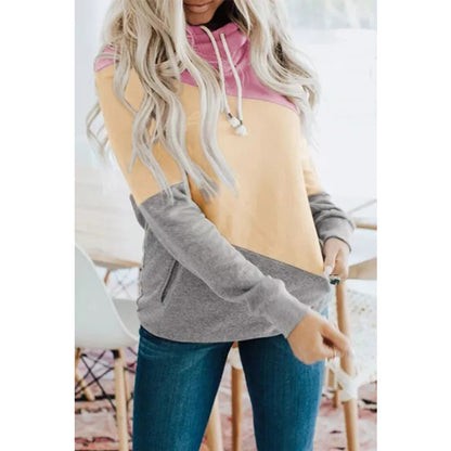 Color Block Pocket Hoodie Pullover Sweatshirt