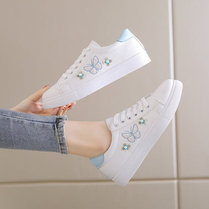 Women's Flat Low-Top Sneakers with Bow