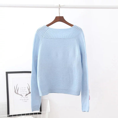 Knitted Small Bow Tie Pullover Sweater