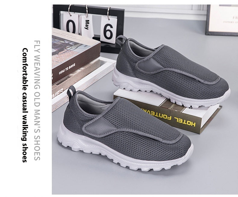 Men's Adjustable Velcro Walking Shoes for Widened Instep and Swollen Feet