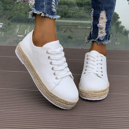 Comfortable Women's Woven Casual Pumps with Fashionable Platform Design