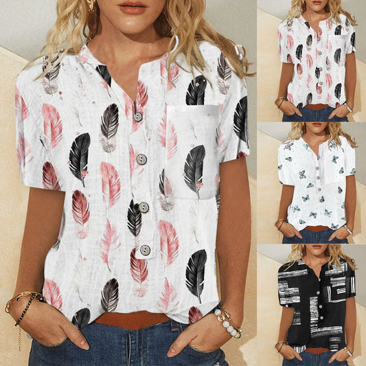 Stylish Loose Shirt with Irregular Print for a Casual Look