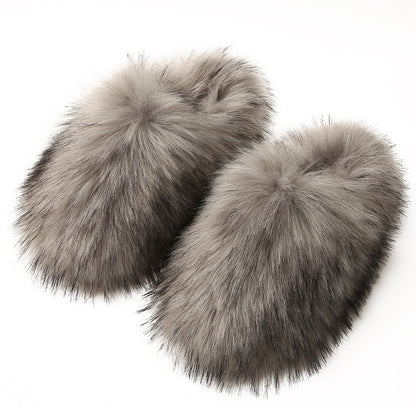 Women's Fluffy Slippers – Autumn and Winter Home Fleece-Lined Warm Artificial Fur