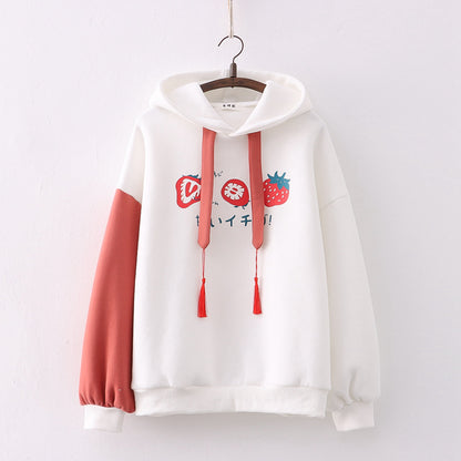 Tassel Hooded Plush And Thick Pullover Sweater