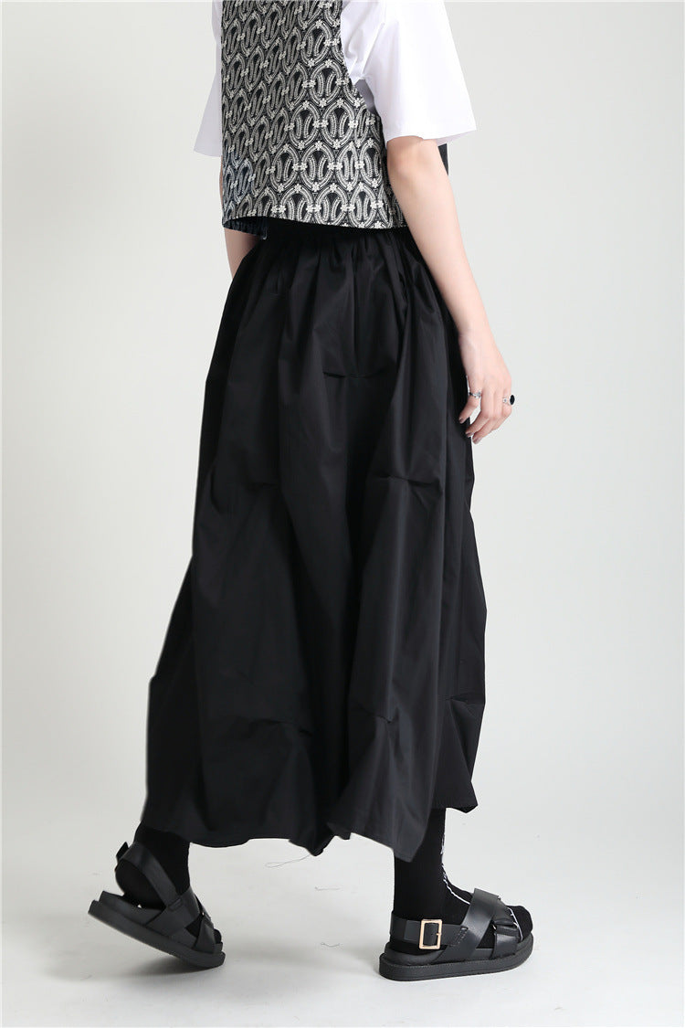 Dark Summer Loose High Waist Mid-length Design Sense Niche A- Line Skirt