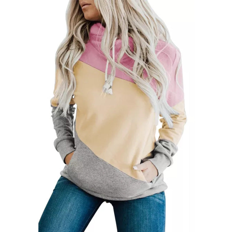 Color Block Pocket Hoodie Pullover Sweatshirt