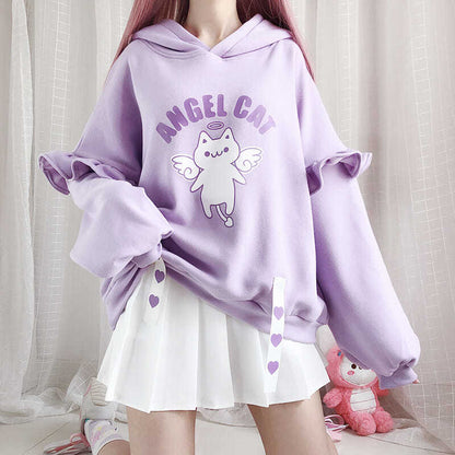 Puff Sleeve Sweet Ruffle Sweatshirt