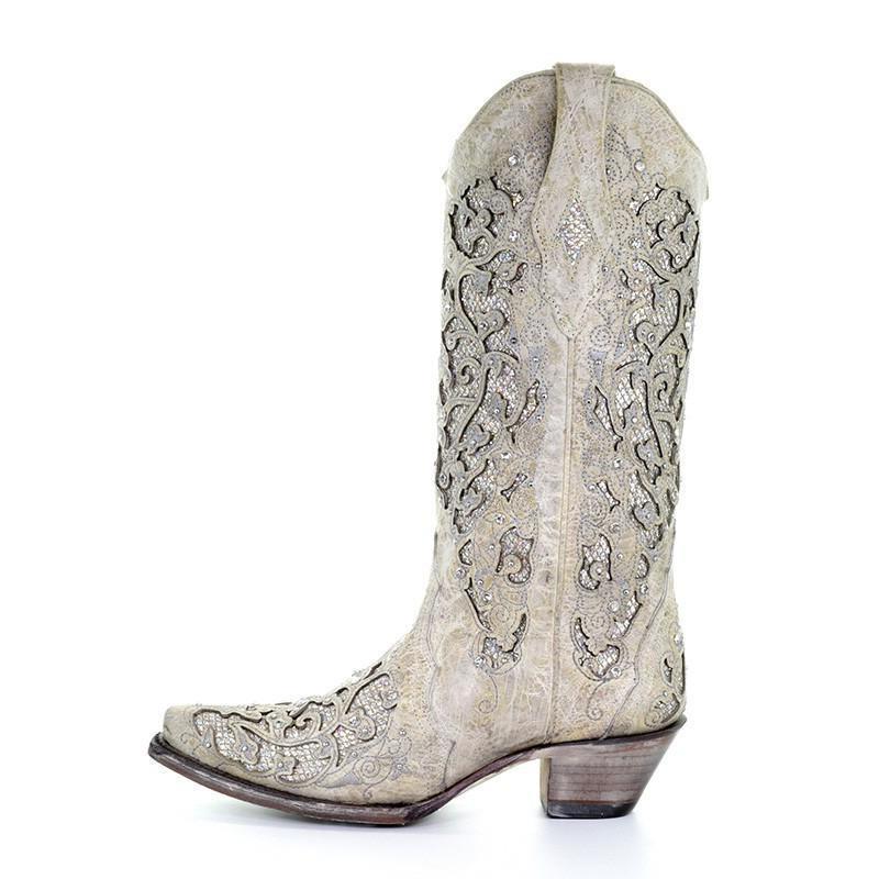 New High Leg Boots with Rhinestone Ornament