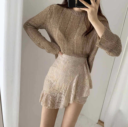 Women's Ice Silk Cut-out Knitted Loose Sweater