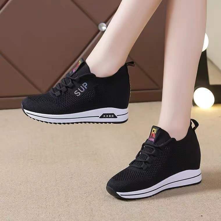 Fashionable Platform Sneakers – Breathable Flying Woven Running Shoes