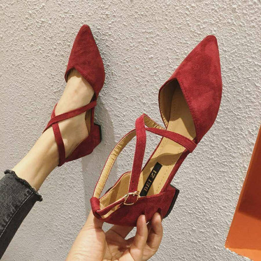 Women's Flat-Bottomed Pointed Toe Versatile Cross-Tie Single Shoes