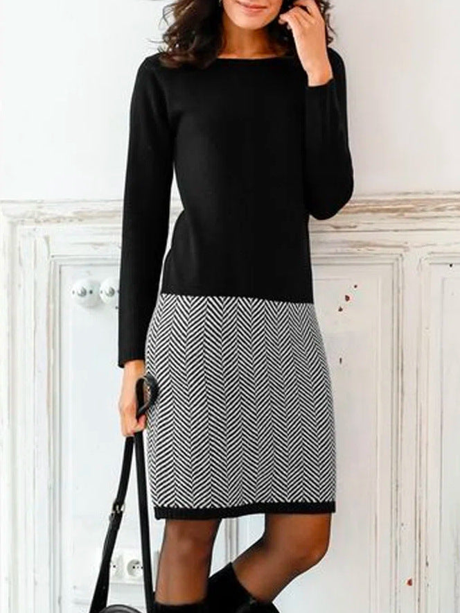 Women's Houndstooth Slim Fit Dress - Fashionable Design