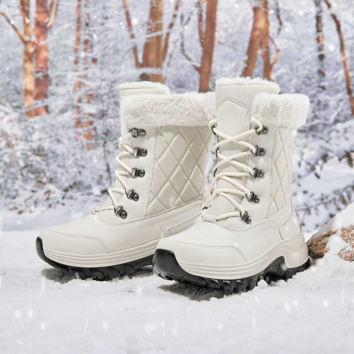 Women's Winter Fashion High-top Warm Fleece-lined Thick And Comfortable Snow Boots