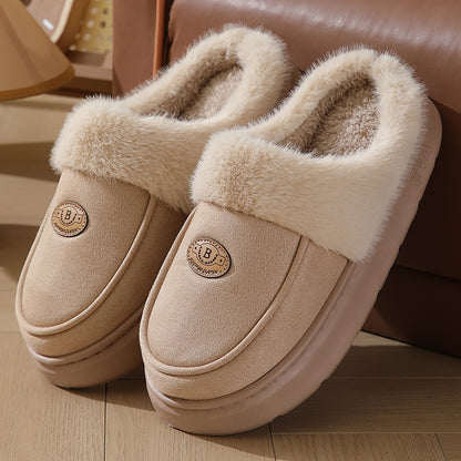 Men's Winter Plush Slippers – Casual All-Match Warm Suede House Shoes