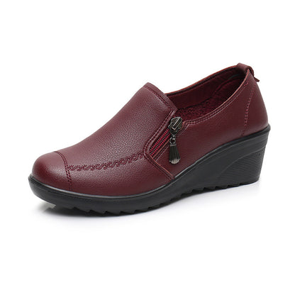 Wedge Leather Shoes for Elderly Women