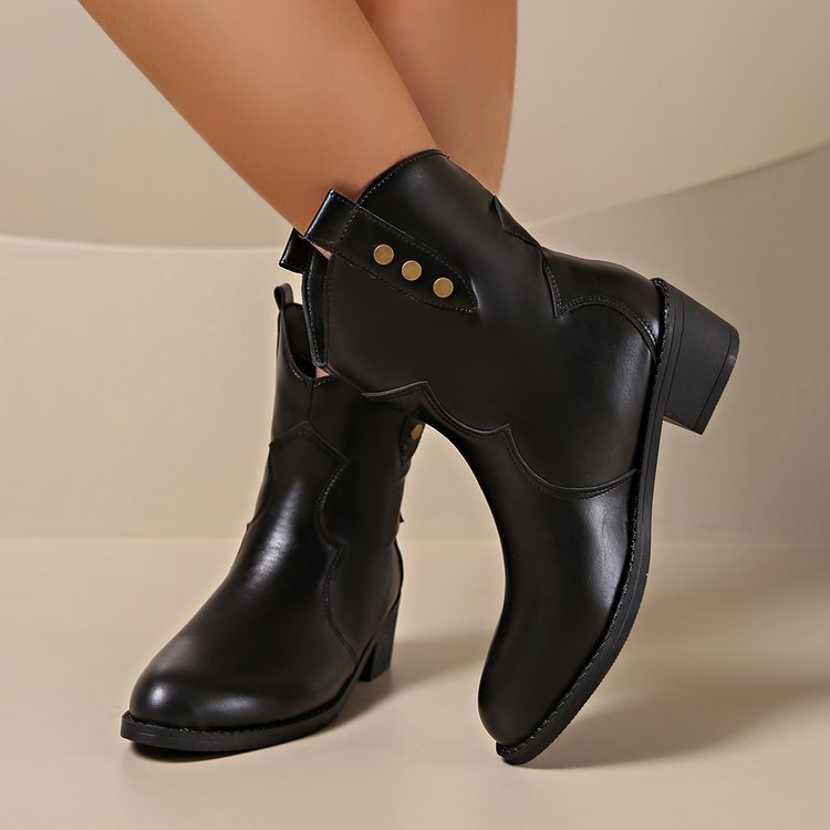 Women's Pointed Toe Mid Heel Platform Ankle Boots