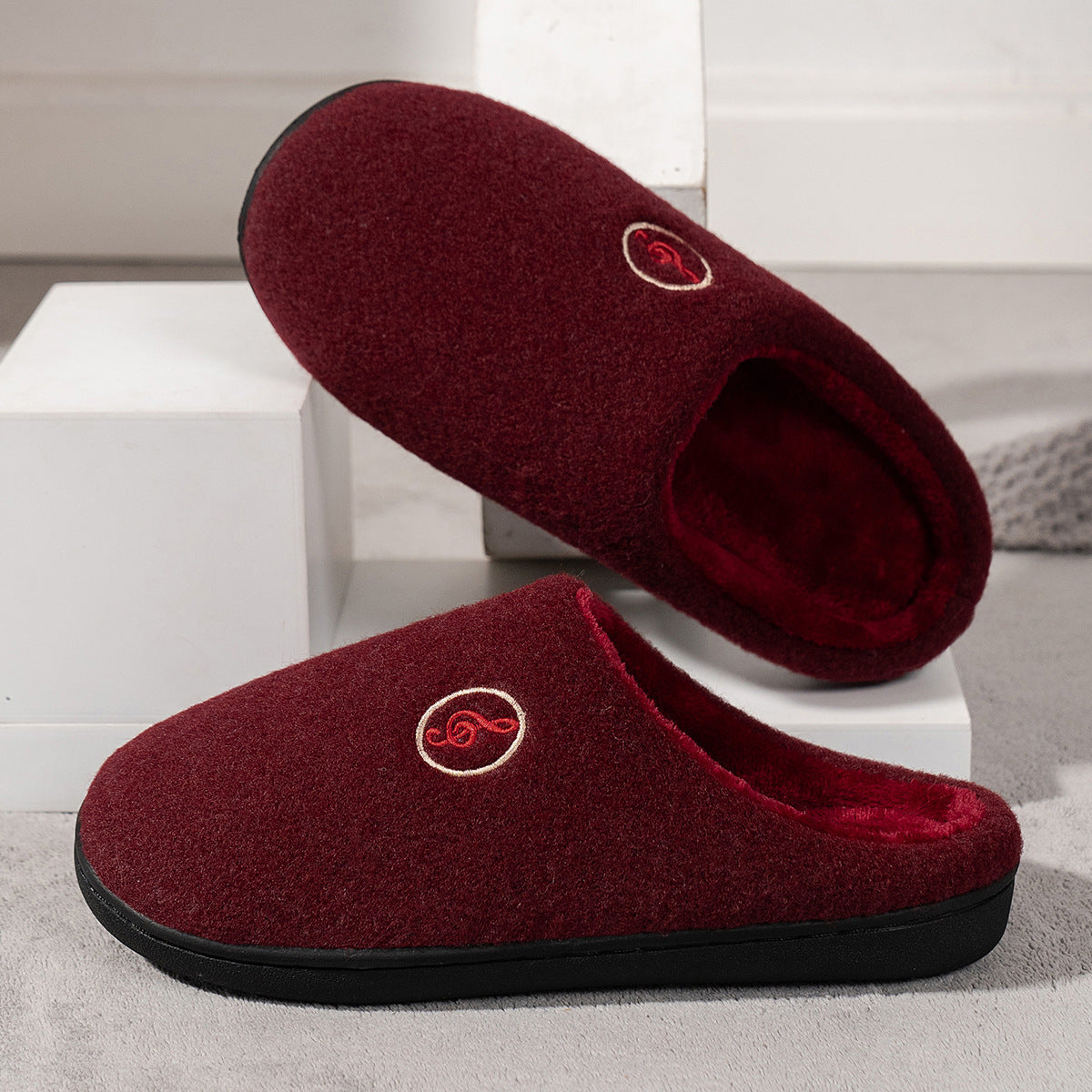 Warm Velvet Woolen Non-Slip Cotton Slippers for Couples