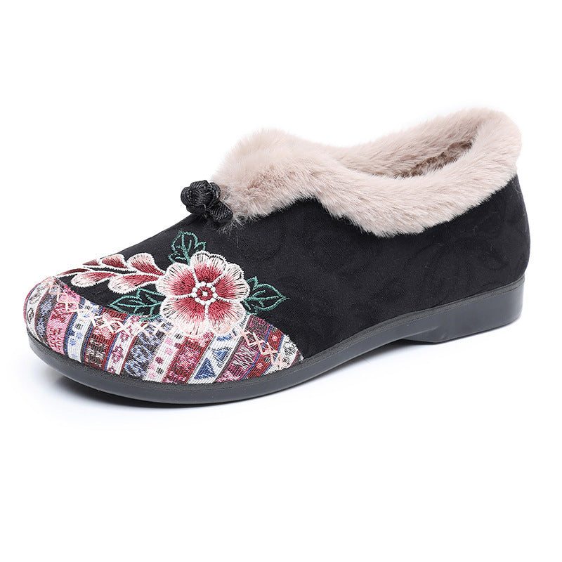 Fleece-Lined Thickened Cotton-Padded Shoes for Middle-Aged and Elderly Women