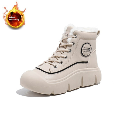 Women's Velvet High-Top Platform Snow Boots with Warm Lining