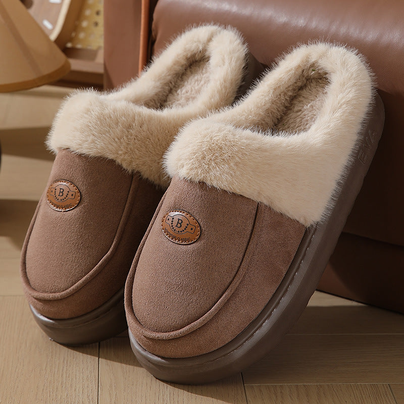 Men's Winter Plush Slippers – Casual All-Match Warm Suede House Shoes